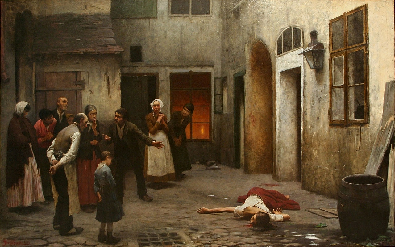 Murder in the House, vintage artwork by Jakub Schikaneder, 12x8" (A4) Poster