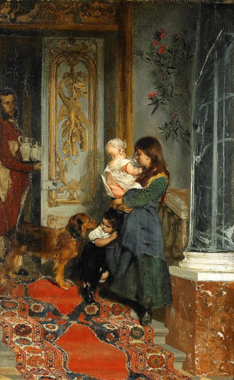 The beggar woman, vintage artwork by Gabriel Schachinger, 12x8" (A4) Poster