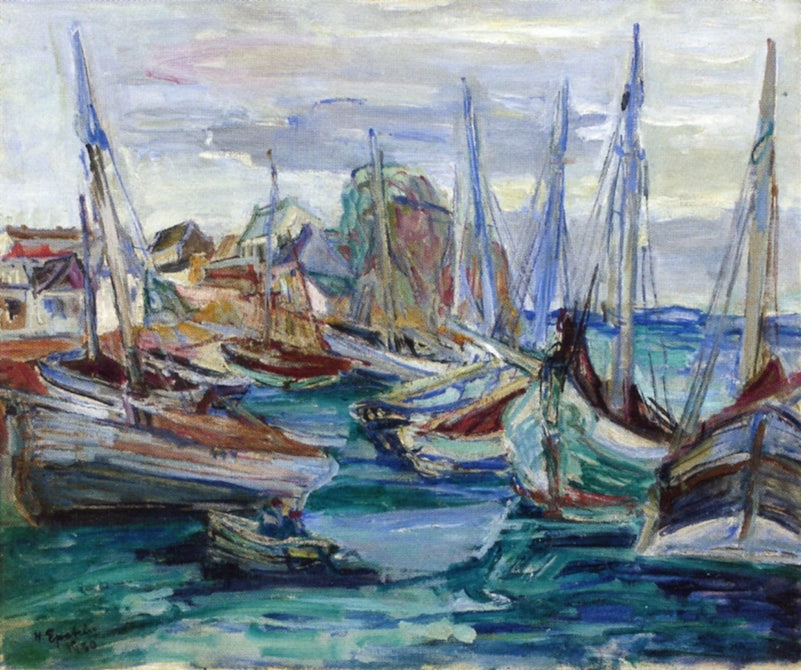 The Busy Port, vintage artwork by Henri Epstein, 12x8" (A4) Poster