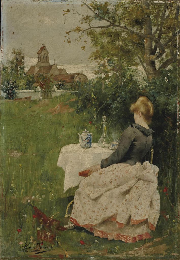 An Afternoon Coffee, vintage artwork by Henri Adrien Tanoux, 12x8" (A4) Poster