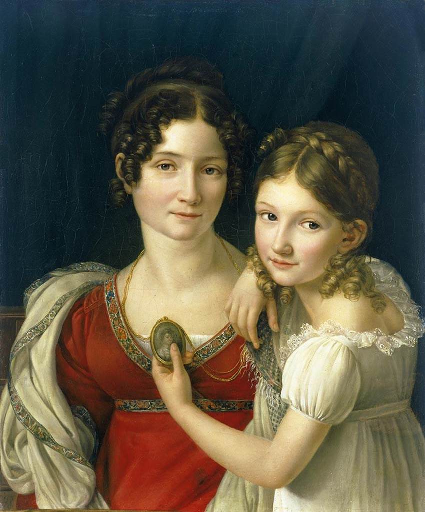 Mother and Her Daughter, vintage artwork by Henri-François Riesener, 12x8" (A4) Poster