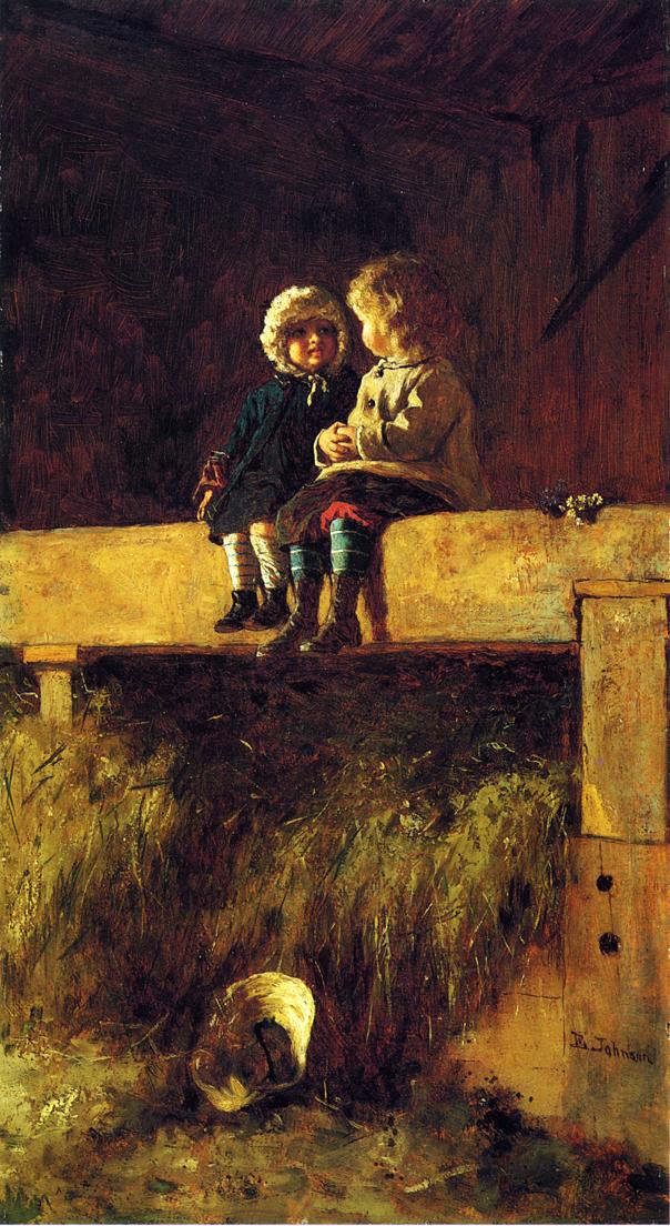The Confab, vintage artwork by Eastman Johnson, 12x8" (A4) Poster