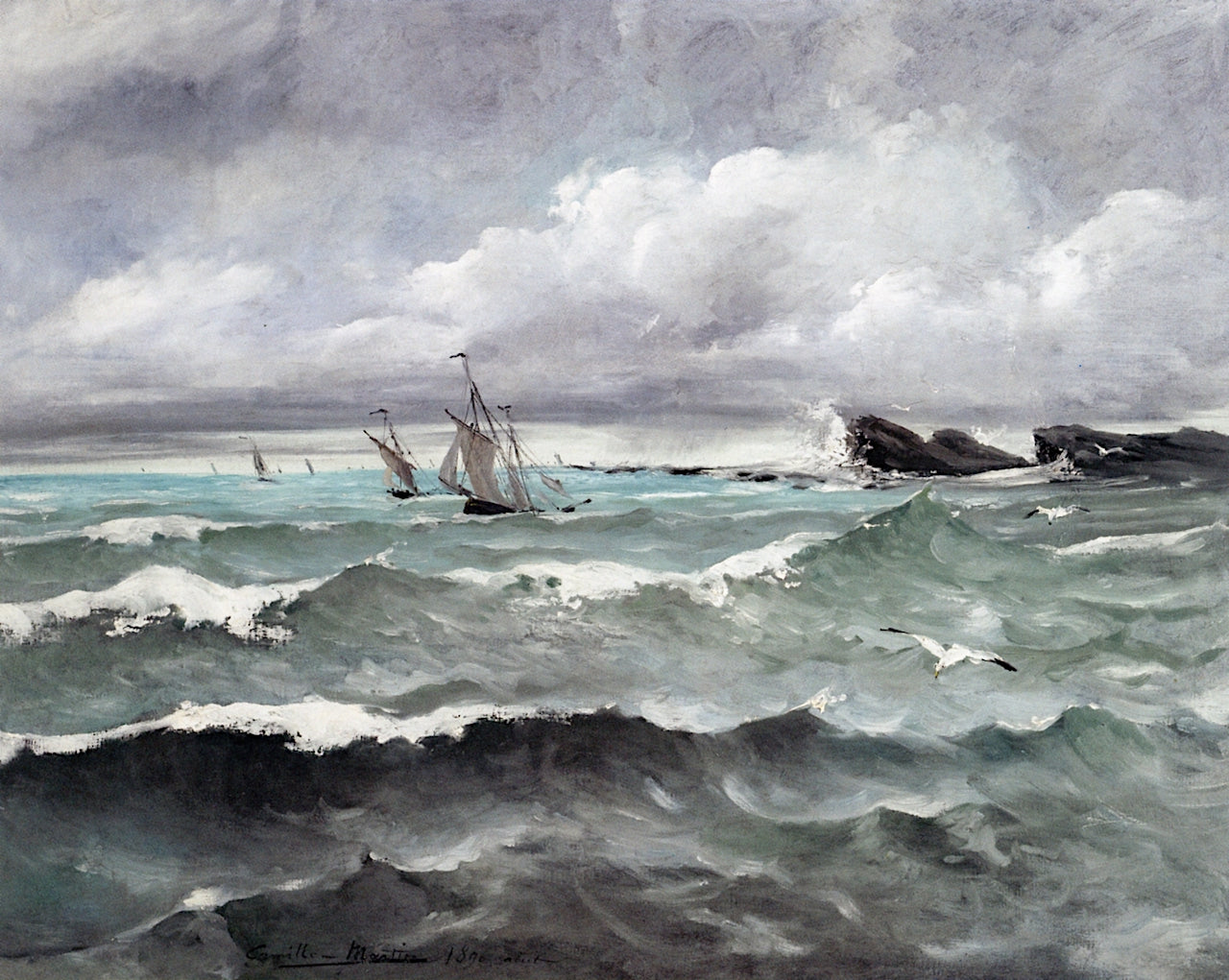 Sailboats near the Reefs by Camille Martin,A3(16x12")Poster