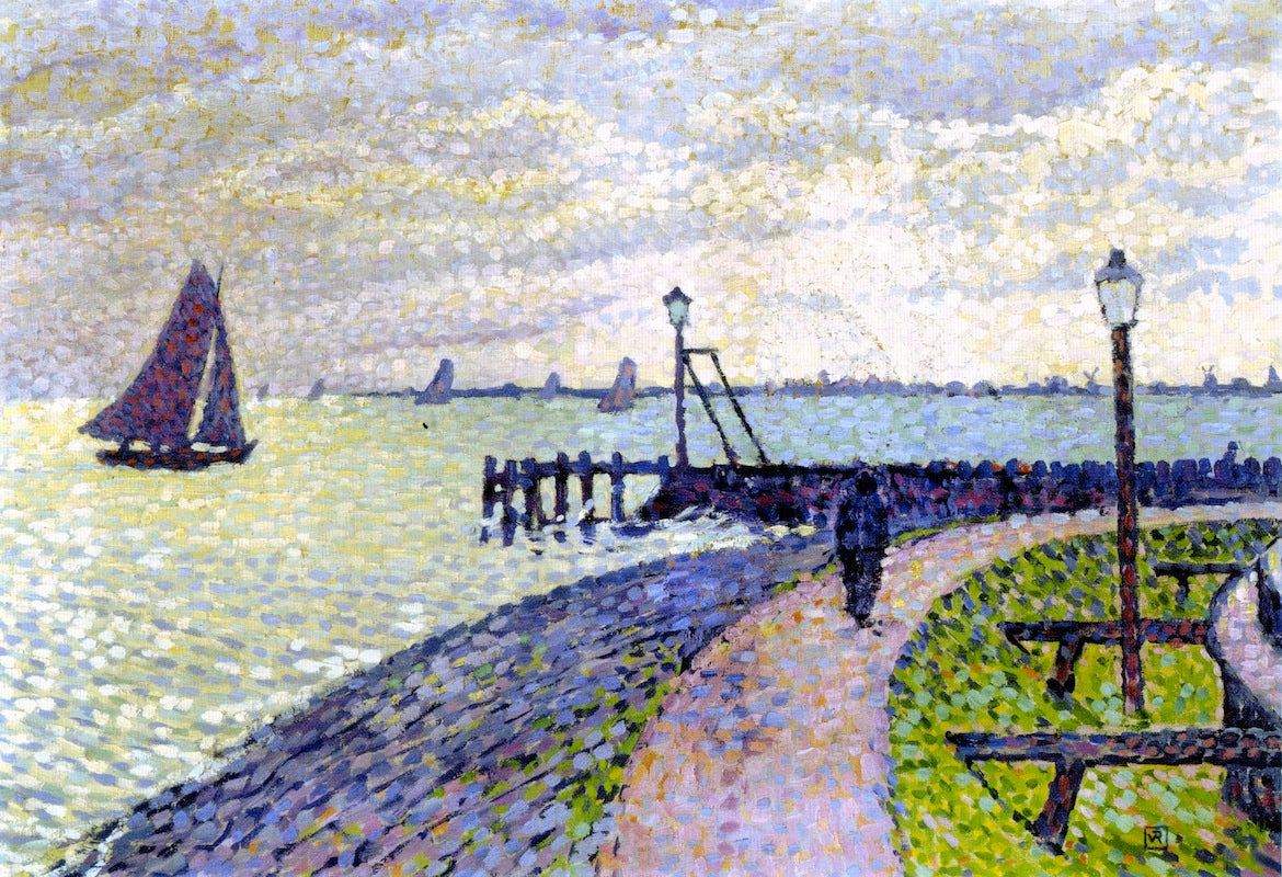 Entrance to Volendam Harbour, vintage artwork by Theo van Rysselberghe, 12x8" (A4) Poster