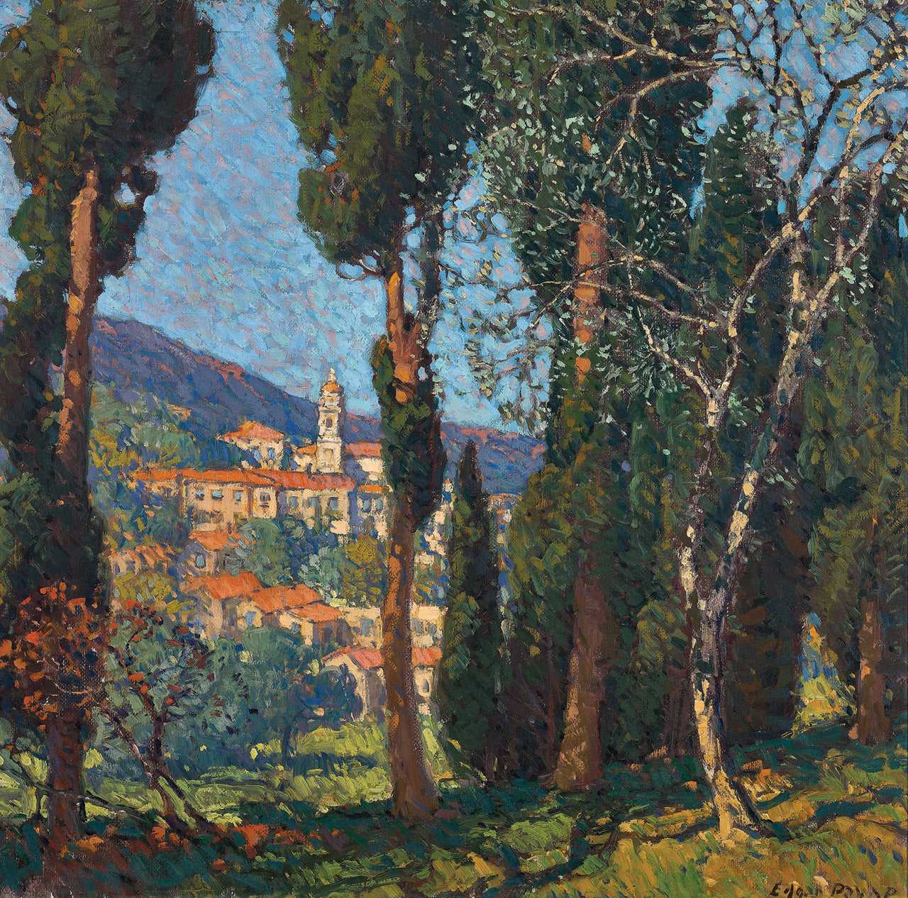Along the Riviera, Menton, France, vintage artwork by Edgar Alwyn Payne, 12x8" (A4) Poster