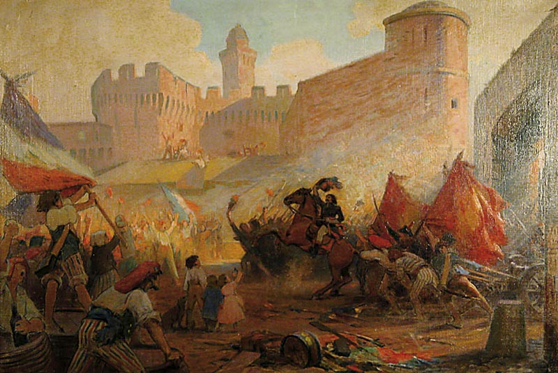 Prise de la Bastille 1789, vintage artwork by Henri Paul Perrault, 12x8" (A4) Poster