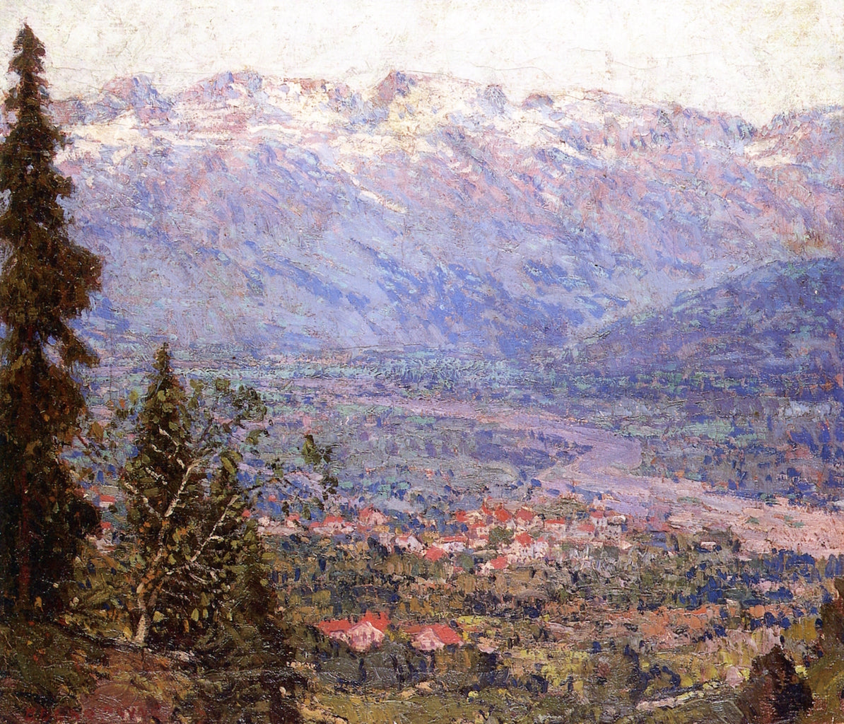 Mountain Village by Edgar Alwyn Payne,16x12(A3) Poster