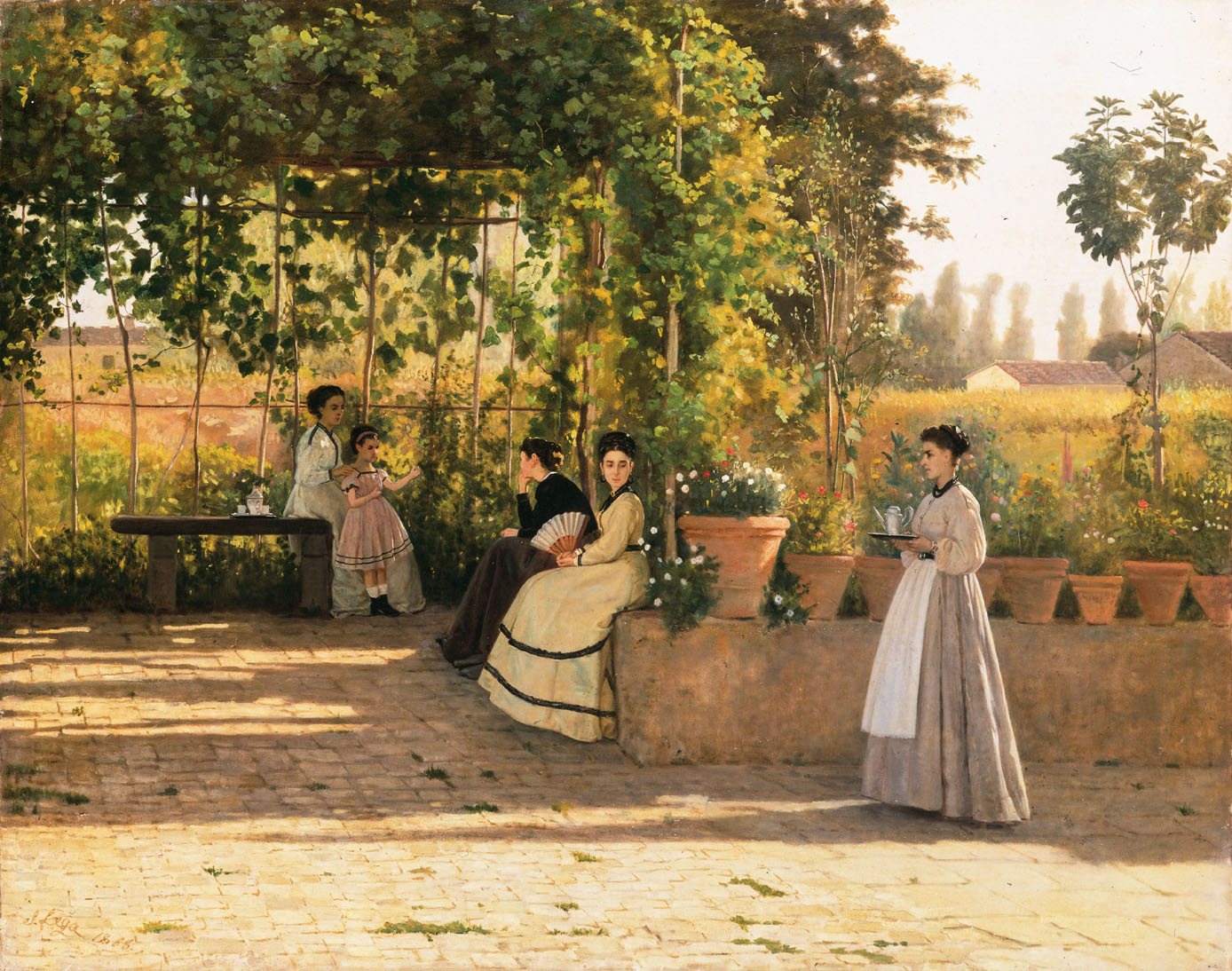 Il pergolato, vintage artwork by Silvestro Lega, 12x8" (A4) Poster