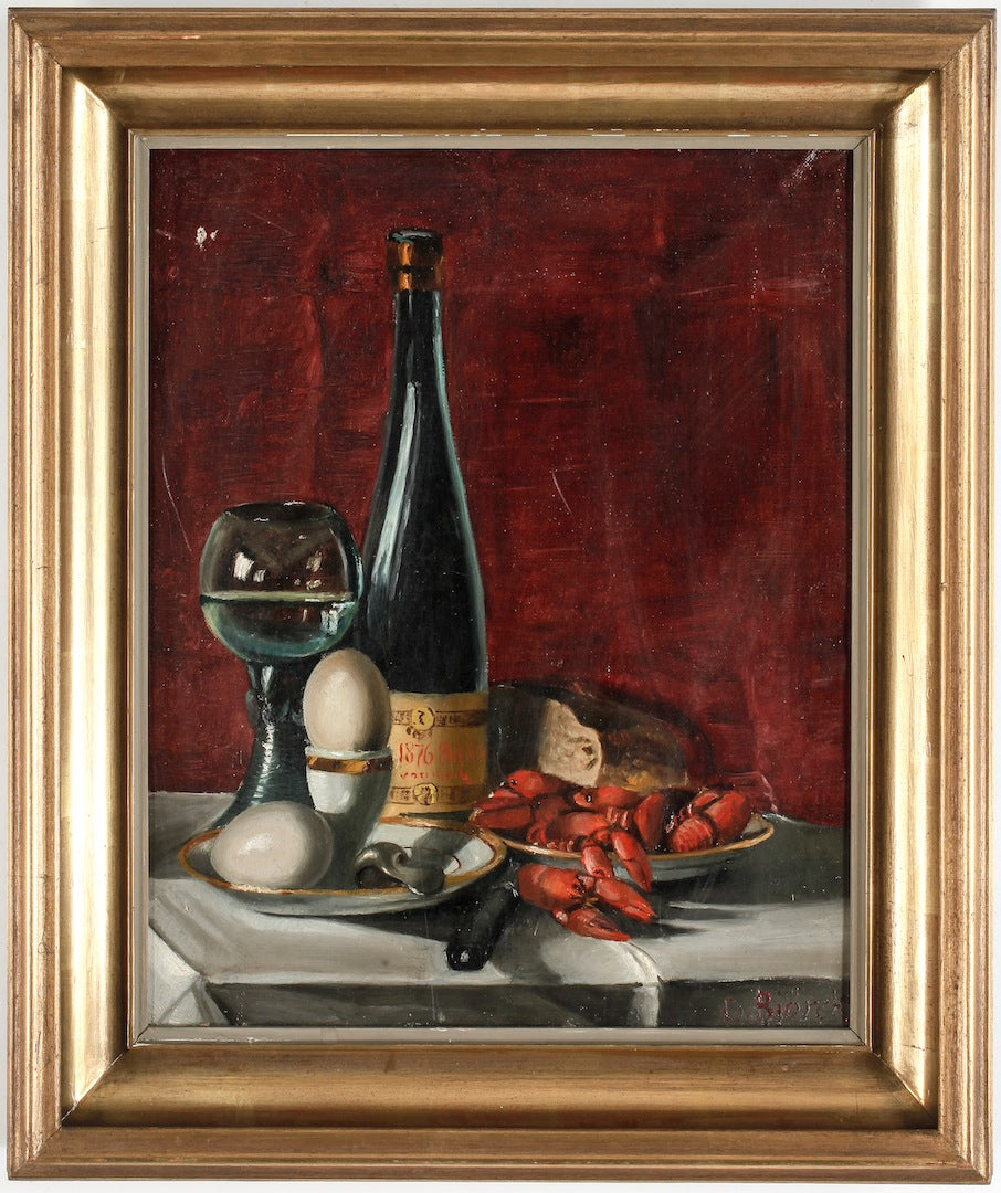 Still life with crayfish, vintage artwork by Oscar Gustaf Bjorck, 12x8" (A4) Poster