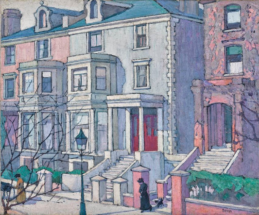Houses in Sunlight, vintage artwork by Robert Bevan, 12x8" (A4) Poster