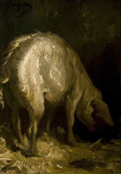 The Pig, vintage artwork by Charles-Émile Jacque, A3 (16x12") Poster Print