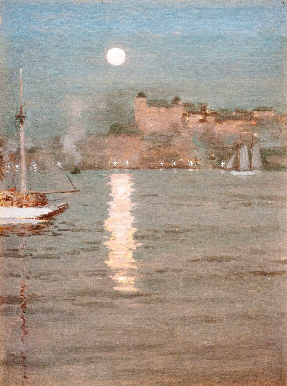 Stockholm Harbor at Night, vintage artwork by William Blair Bruce, 12x8" (A4) Poster