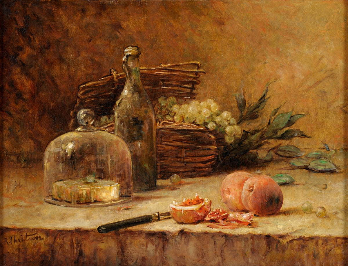 Fruit still life cheese by Rene-Louis Chretien,A3(16x12")Poster