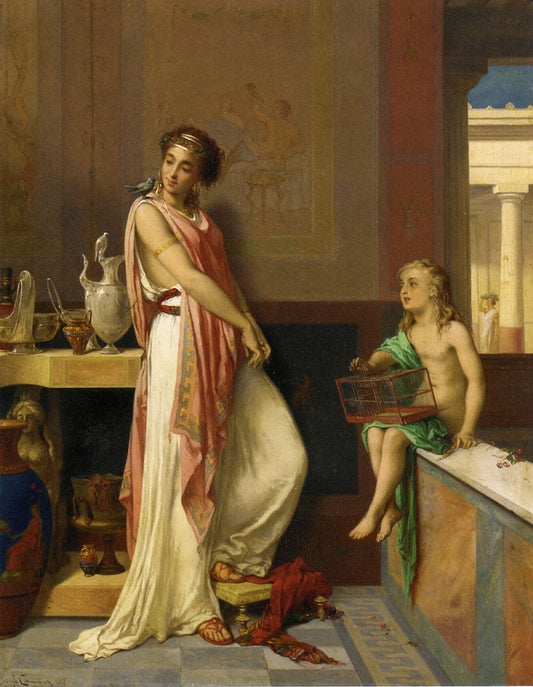 Her Favorite Pet, vintage artwork by Pierre Olivier Joseph Coomans, A3 (16x12") Poster Print