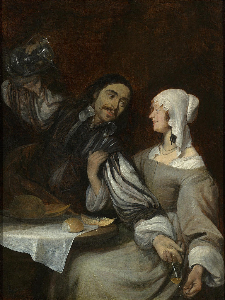 The Pressing Invitation to Drink, vintage artwork by Gerard ter Borch, 12x8" (A4) Poster