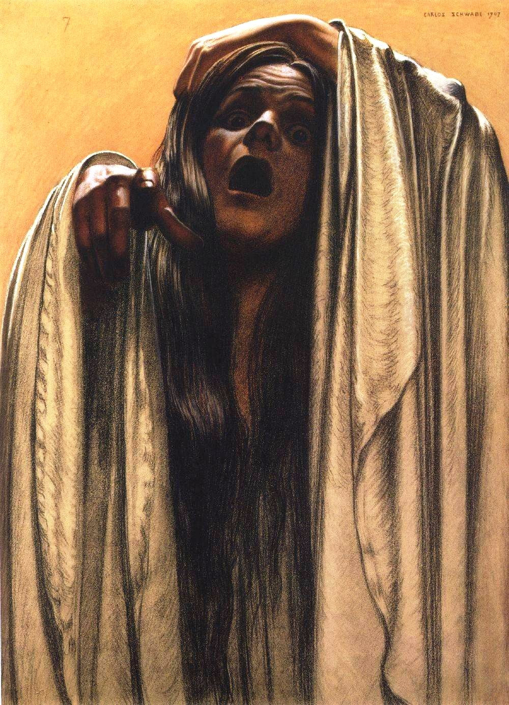 The Wave 7, vintage artwork by Carlos Schwabe, 12x8" (A4) Poster