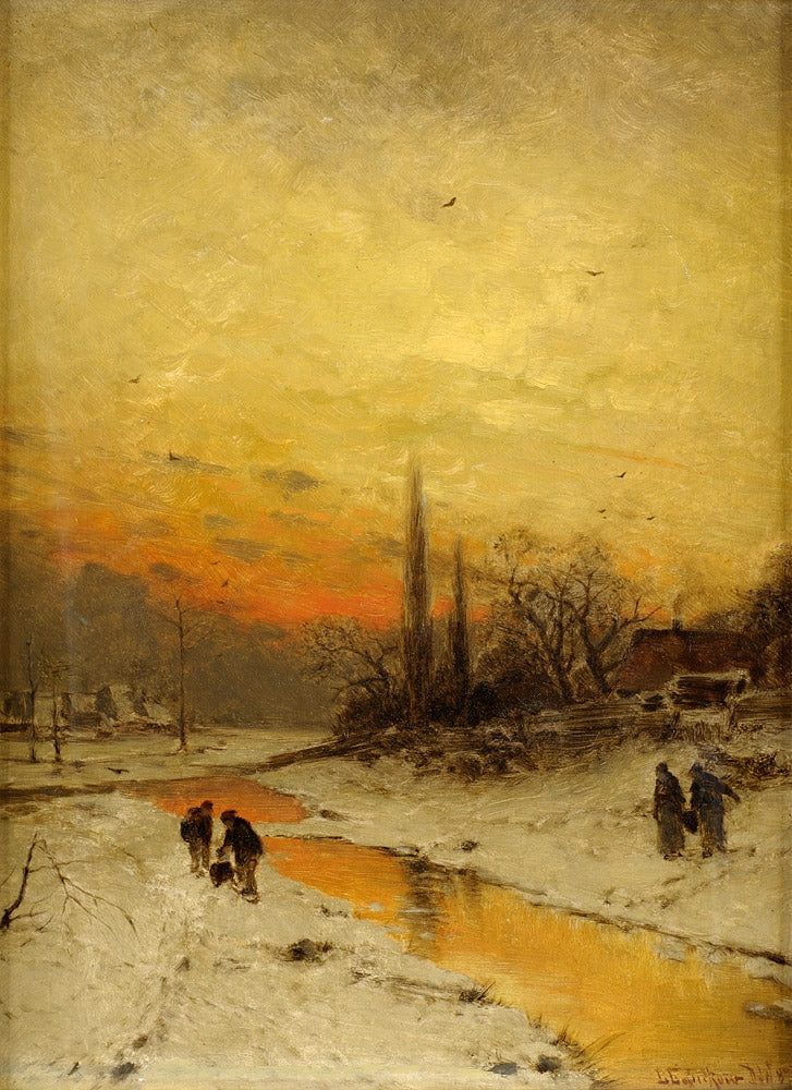 Winter Day, vintage artwork by Ludwig Lanckow, 12x8" (A4) Poster