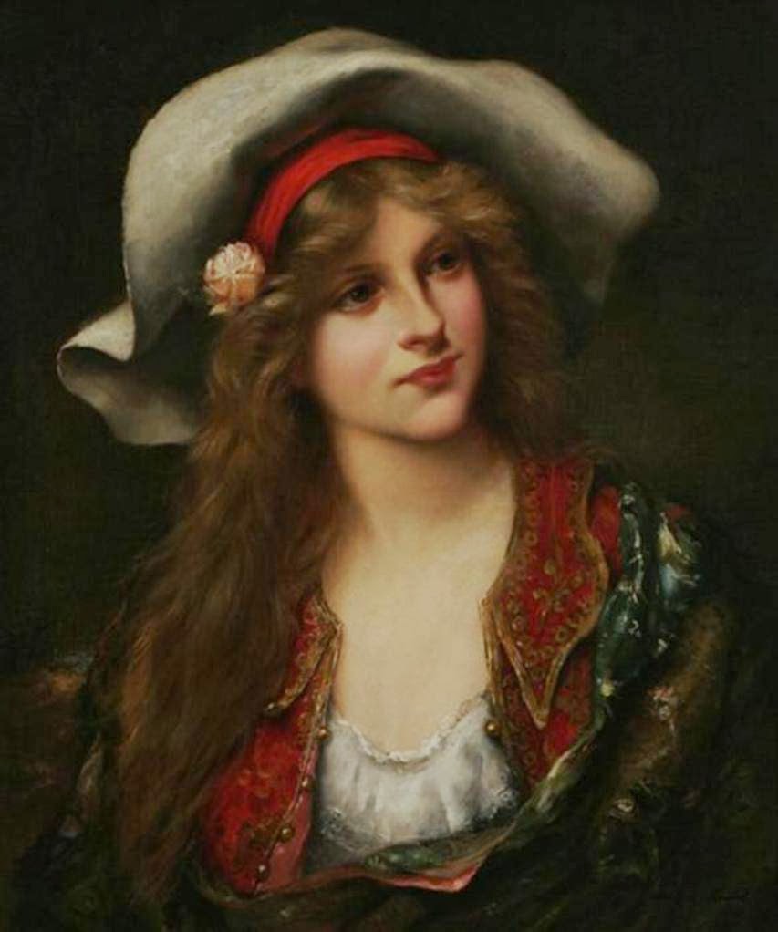 Young Woman with Floppy Hat by Franaois Martin-Kavel,A3(16x12")Poster