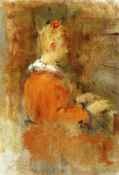 Girl in Red at the Piano by Theodore Robinson,A3(16x12")Poster