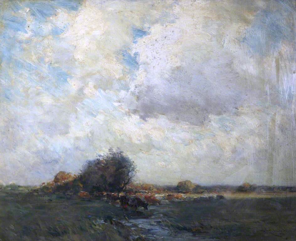 Cattle in a Field, vintage artwork by Edmund Aubrey Hunt, 12x8" (A4) Poster