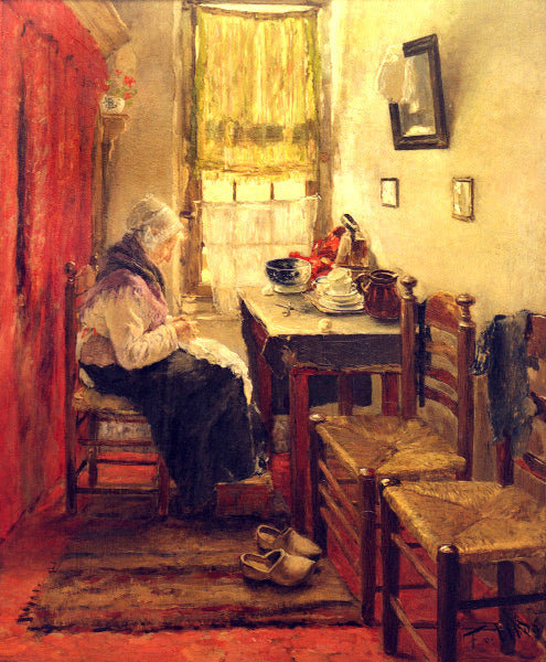 Old People's Home, vintage artwork by Fritz von Uhde, 12x8" (A4) Poster