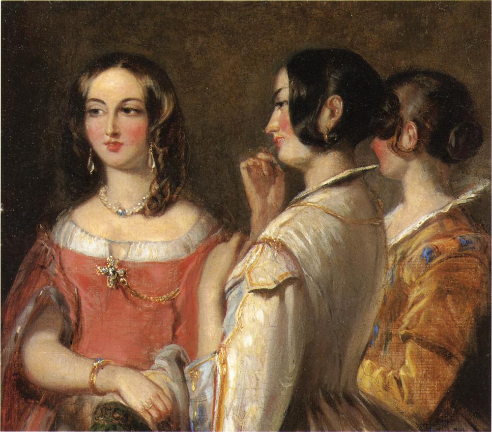 Gossip, vintage artwork by Thomas Sully, 12x8" (A4) Poster