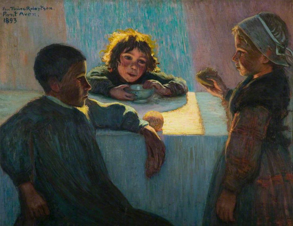 Breton Children, Pont-Aven, France, vintage artwork by Eric Forbes-Robertson, 12x8" (A4) Poster