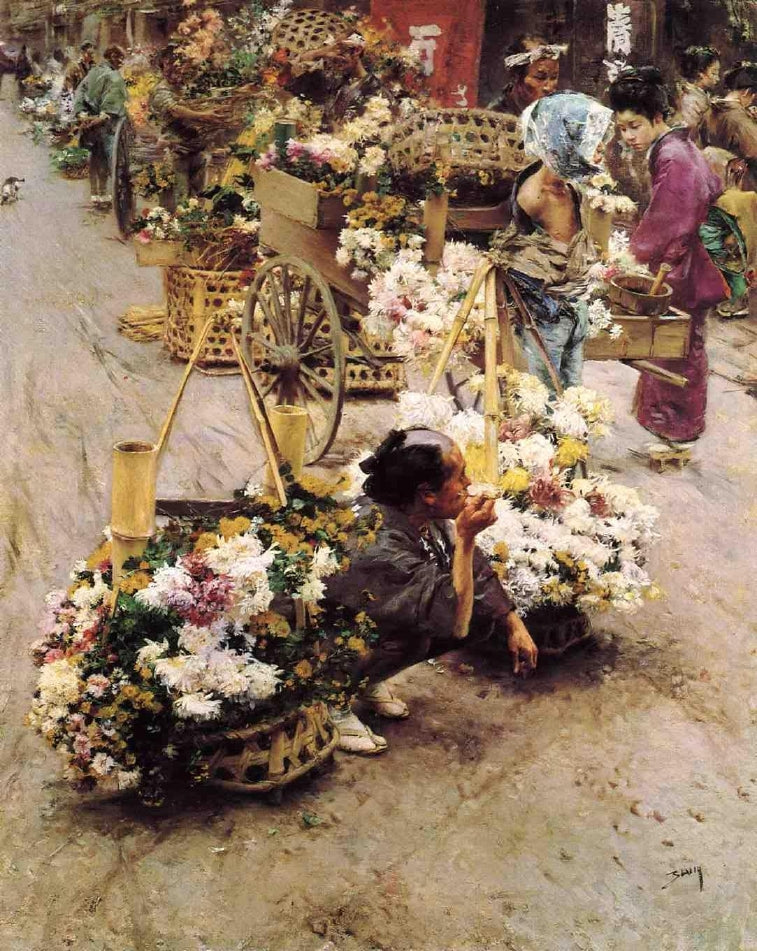 The Flower Market, Tokyo by Robert Frederick Blum,A3(16x12")Poster