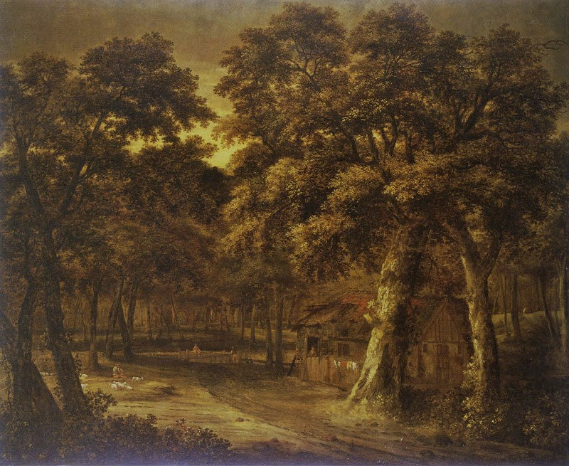 Landscape in Woodland, vintage artwork by Philips Koninck, 12x8" (A4) Poster