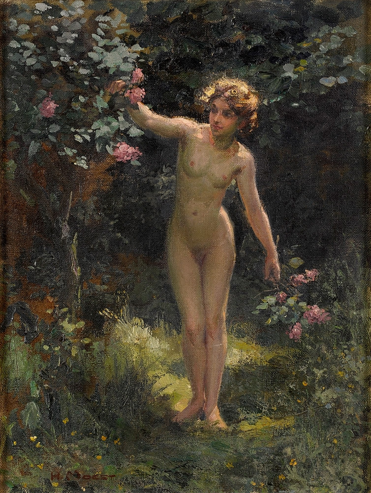 In the Flower Garden by Hermann Moest,A3(16x12")Poster