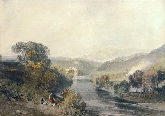 Addingham Mill on the River Wharfe, Yorkshire, vintage artwork by Joseph Mallord William Turner, 12x8" (A4) Poster