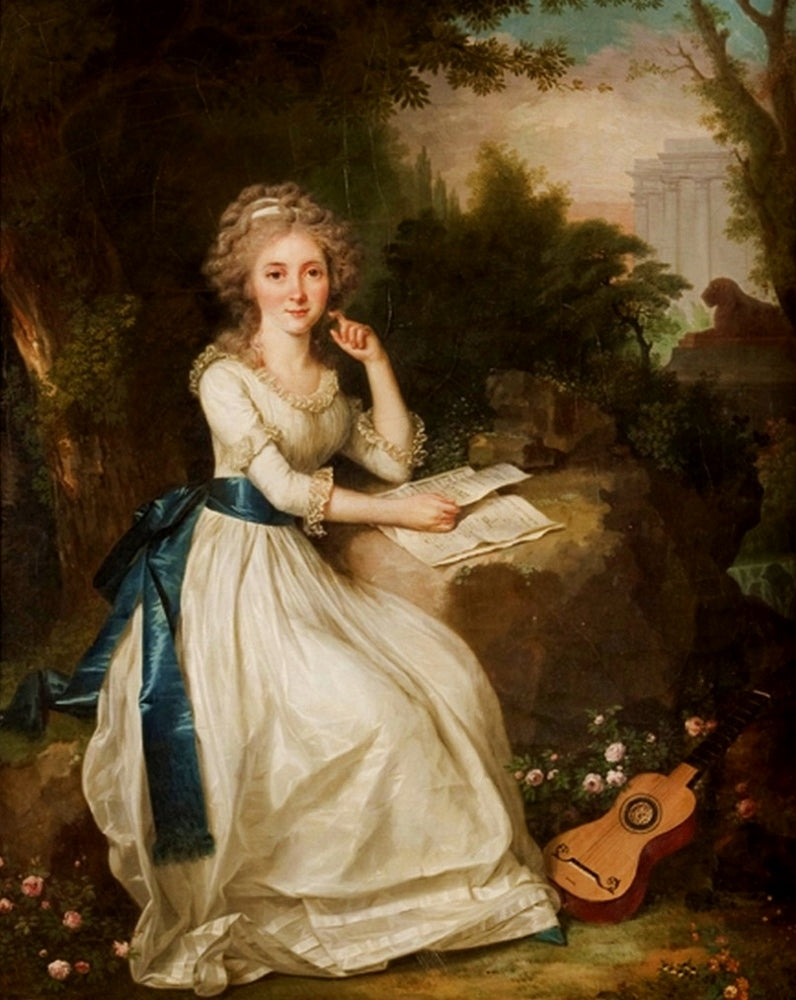 Portrait of a lady, vintage artwork by French School 19th Century - Unknown, A3 (16x12") Poster Print