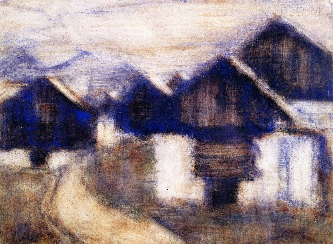 Houses in Bosco, vintage artwork by Christian Rohlfs, 12x8" (A4) Poster