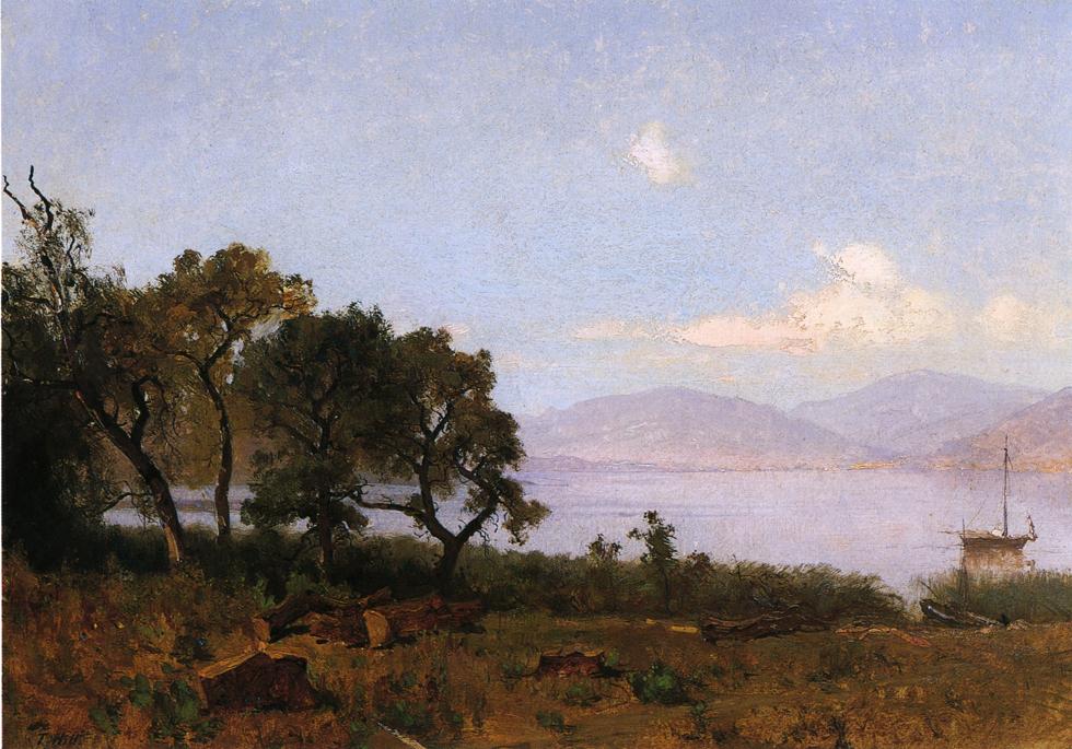 Morning, Clear Lake, vintage artwork by Thomas Hill, 12x8" (A4) Poster