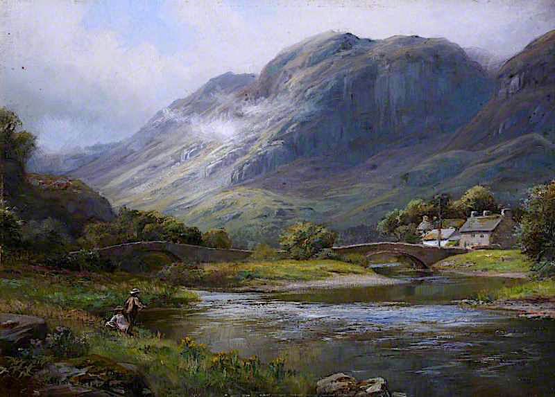 Grange-in-Borrowdale, vintage artwork by William Lakin Turner, 12x8" (A4) Poster