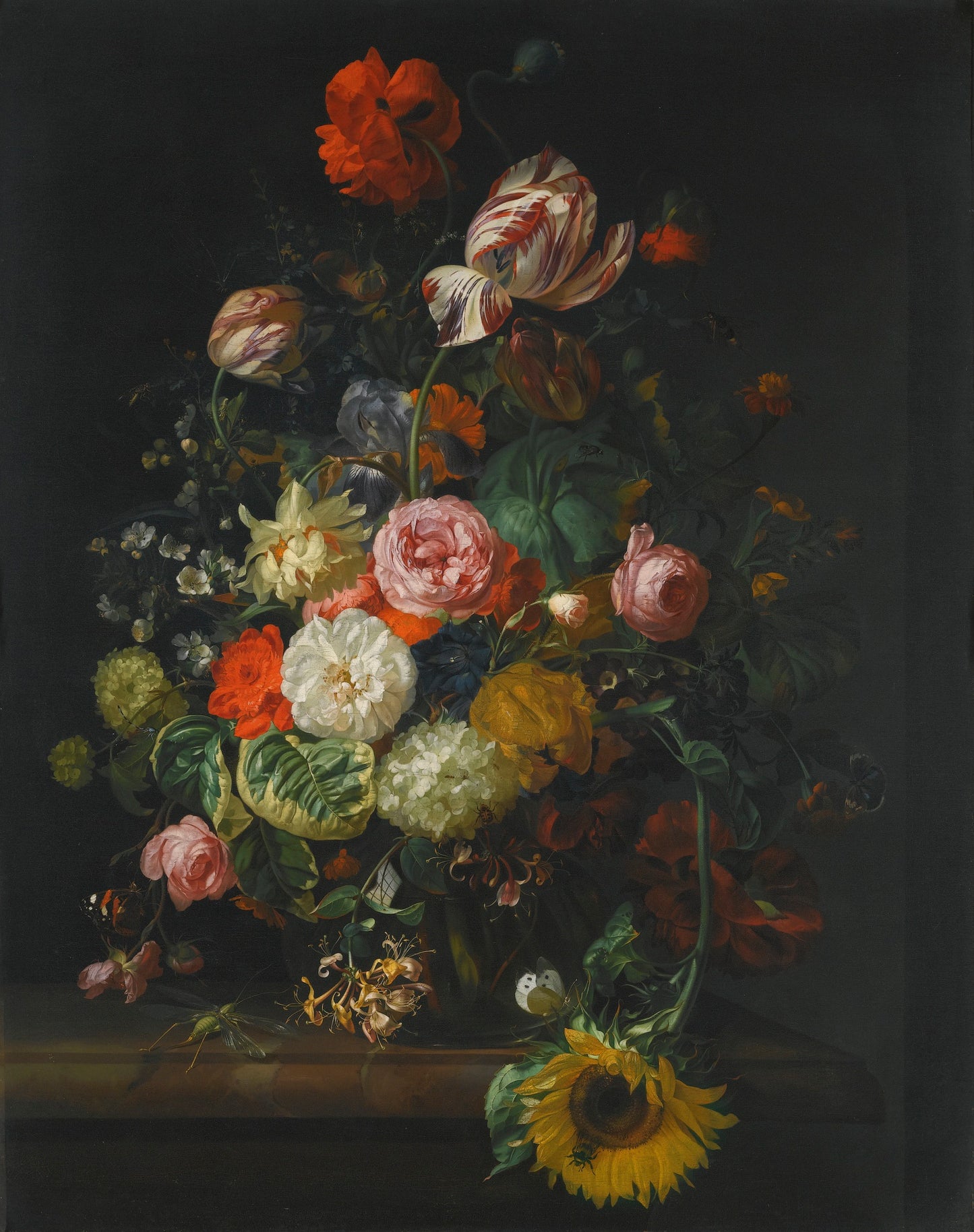 A Still Life of Flowers, vintage artwork by Rachel Ruysch, 12x8" (A4) Poster