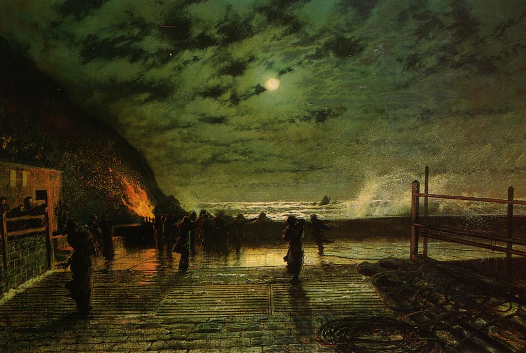 In Peril, vintage artwork by John Atkinson Grimshaw, 12x8" (A4) Poster