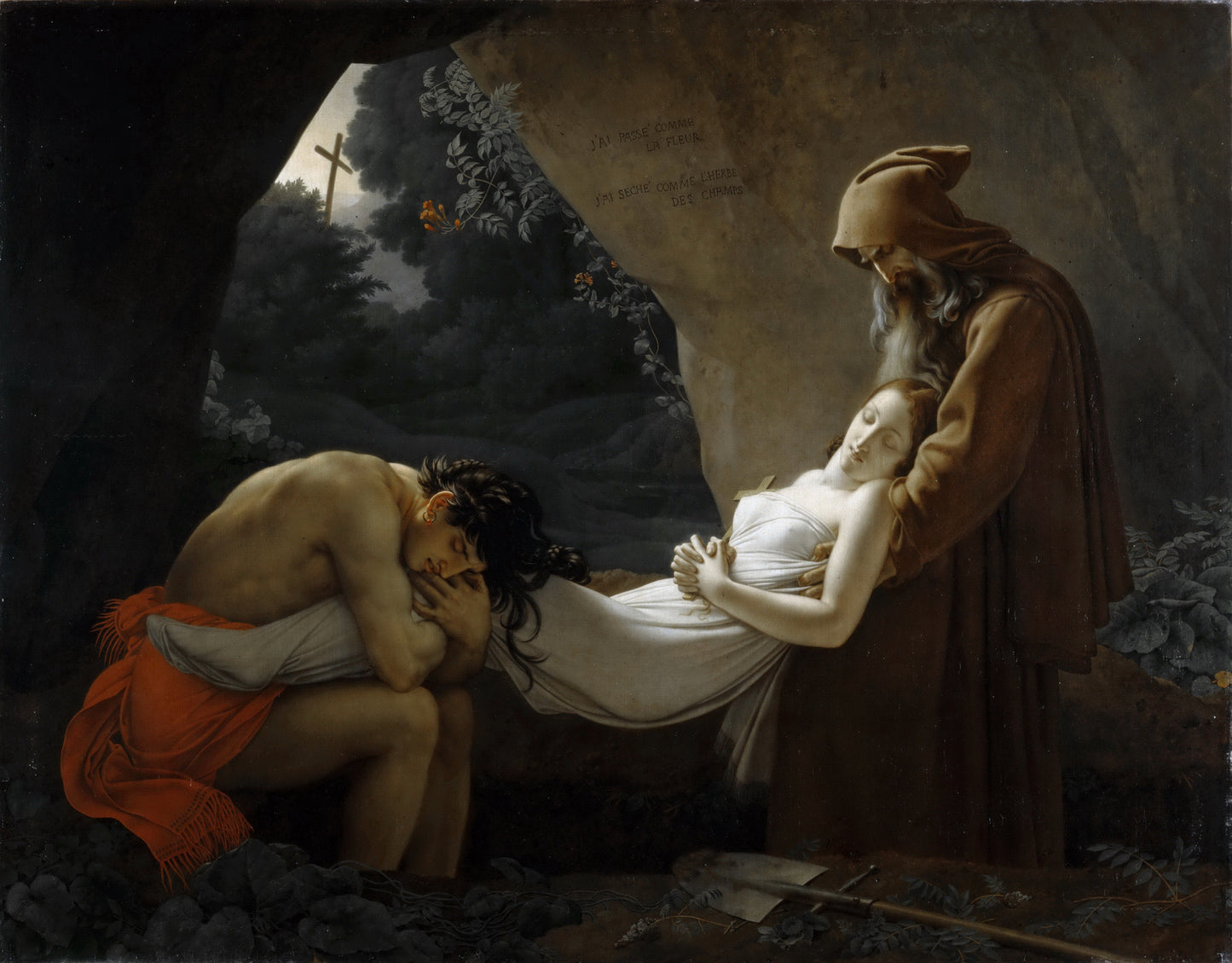 The Funerals of Atala (Louvre), vintage artwork by Anne-Louis Girodet de Roussy-Trioson, 12x8" (A4) Poster