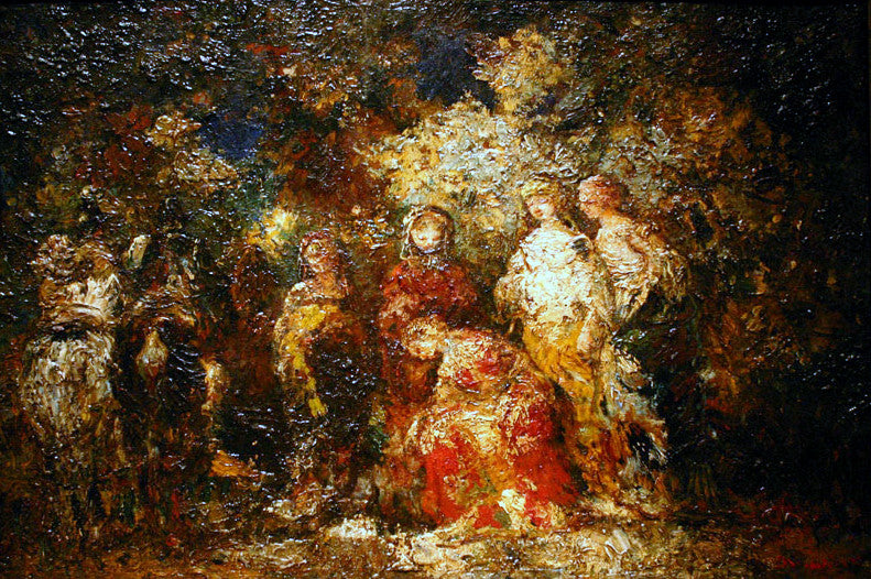 La Reverence, vintage artwork by Adolphe-Joseph-Thomas Monticelli, 12x8" (A4) Poster