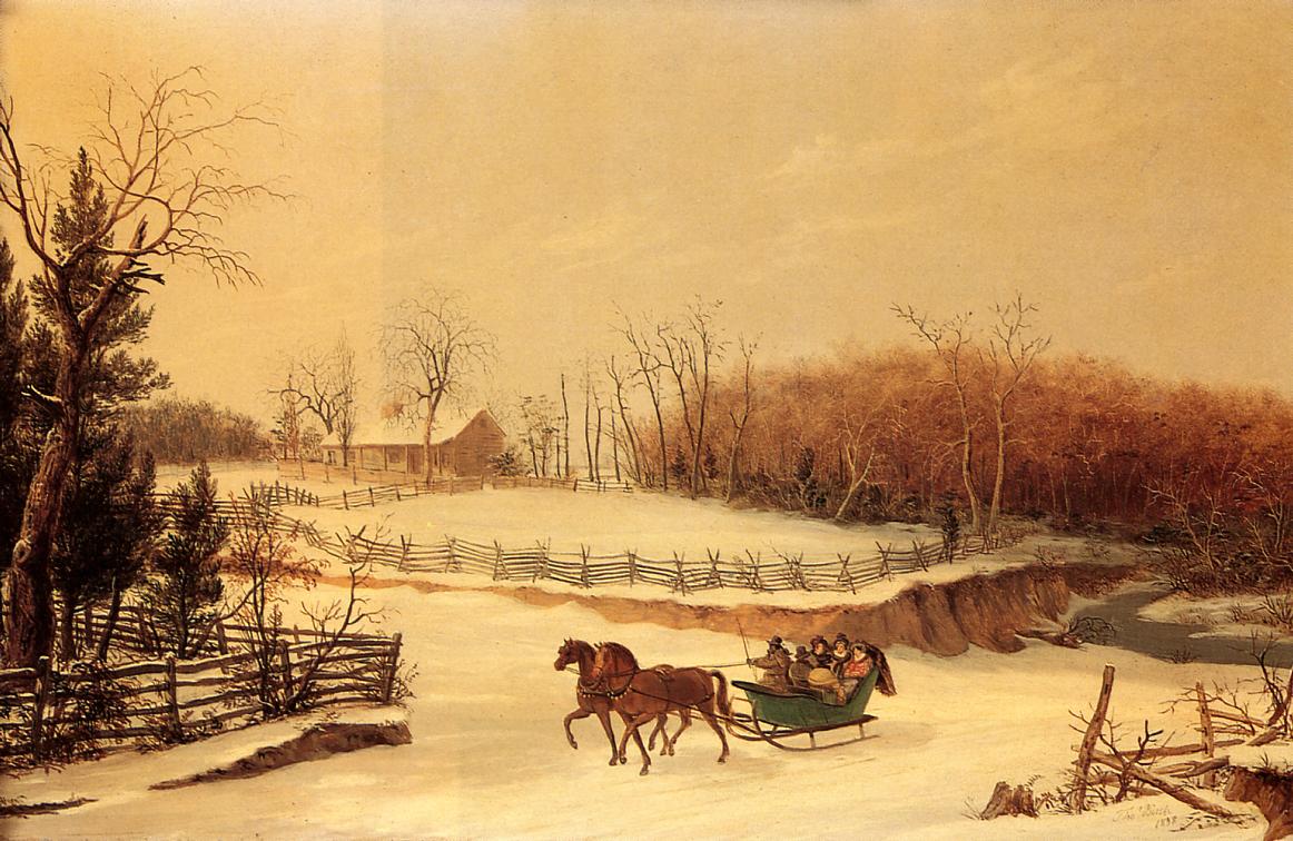 Sleigh Ride, vintage artwork by Thomas Birch, 12x8" (A4) Poster