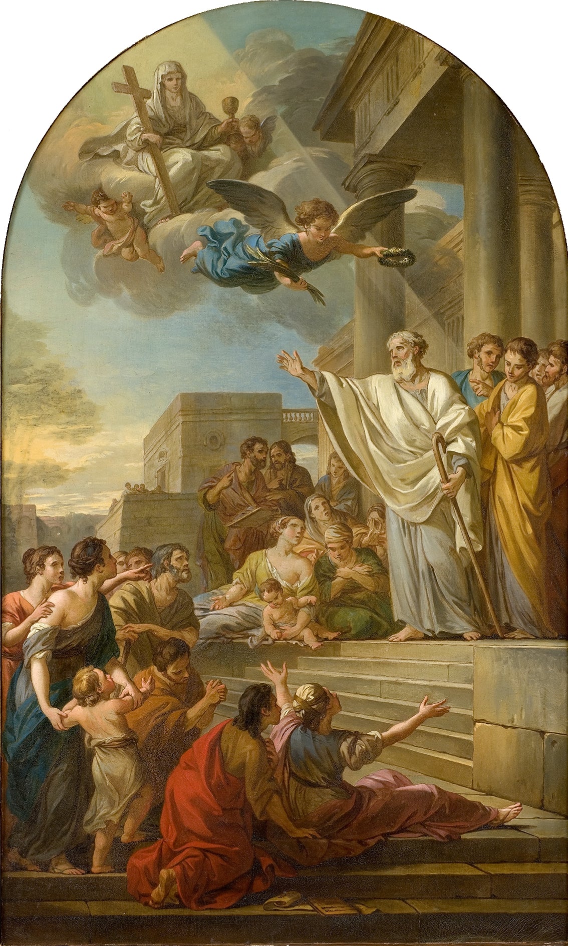 Study for St Denis Preaching in France (study), vintage artwork by Joseph Marie Vien, 12x8" (A4) Poster