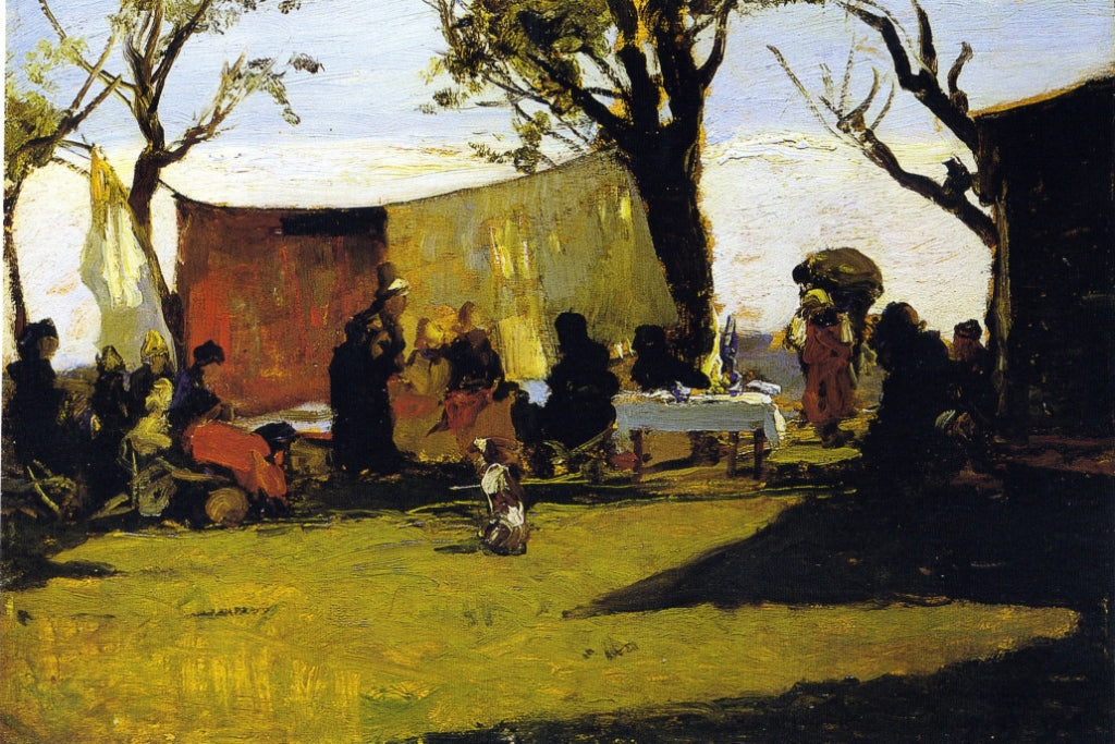 Panni al sole, vintage artwork by Lorenzo Delleani, 12x8" (A4) Poster