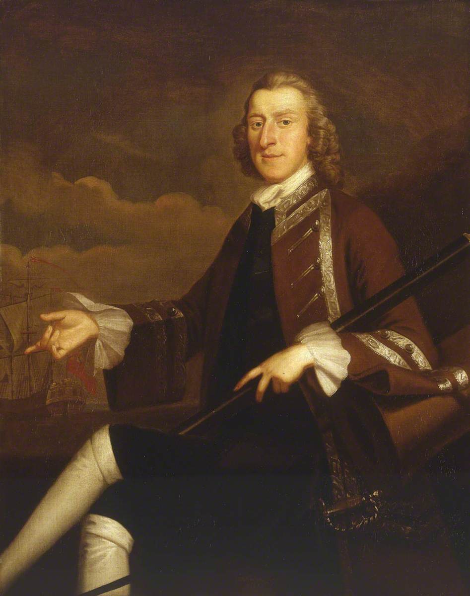 Captain Samuel Hood, vintage artwork by John Wollaston, 12x8" (A4) Poster