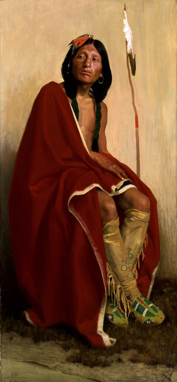 Elk-Foot of the Taos Tribe, vintage artwork by Eanger Irving Couse, 12x8" (A4) Poster