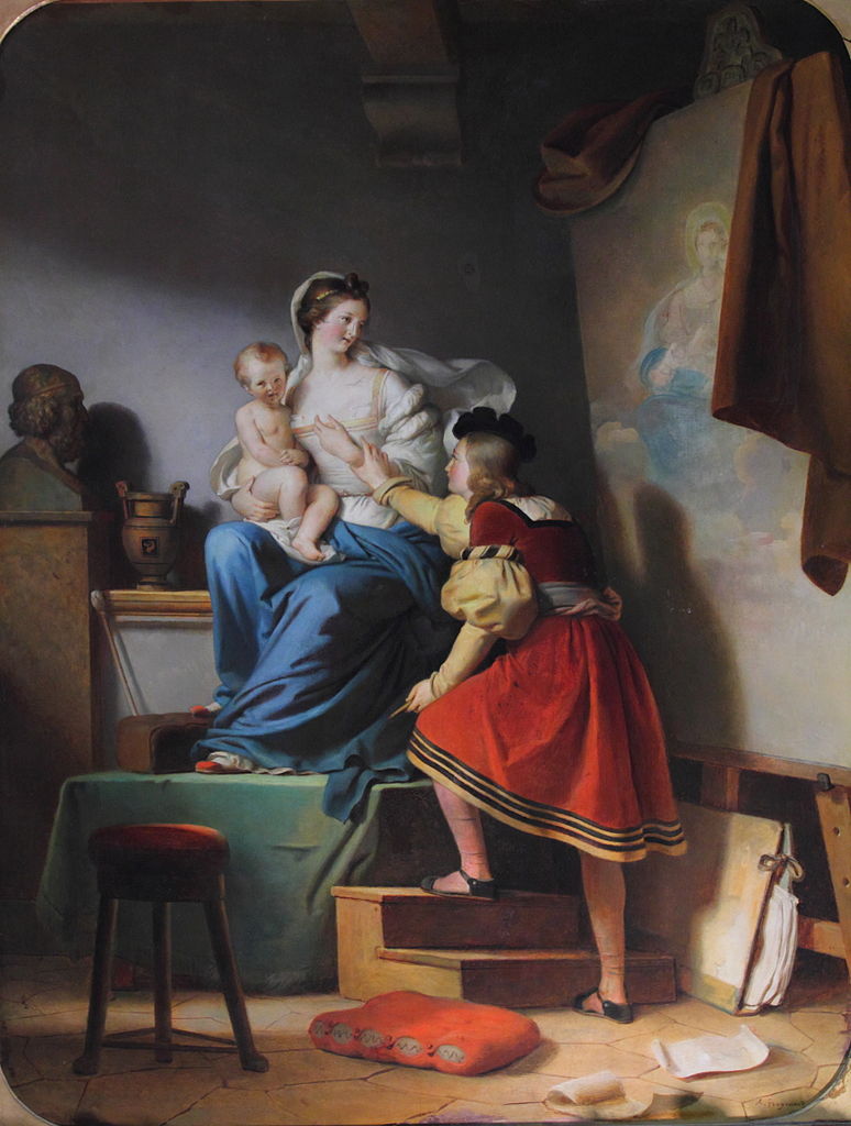 Raphael and His Model, vintage artwork by Alexandre-Evariste Fragonard, 12x8" (A4) Poster