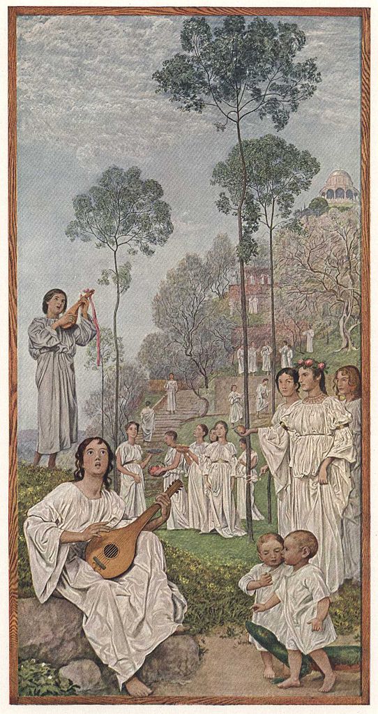 Beatified people, vintage artwork by Hans Thoma, 12x8" (A4) Poster