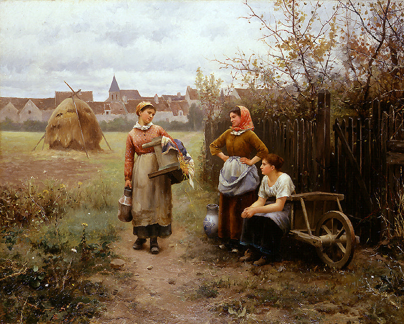 Going to the Wash-House, vintage artwork by Daniel Ridgway Knight, 12x8" (A4) Poster