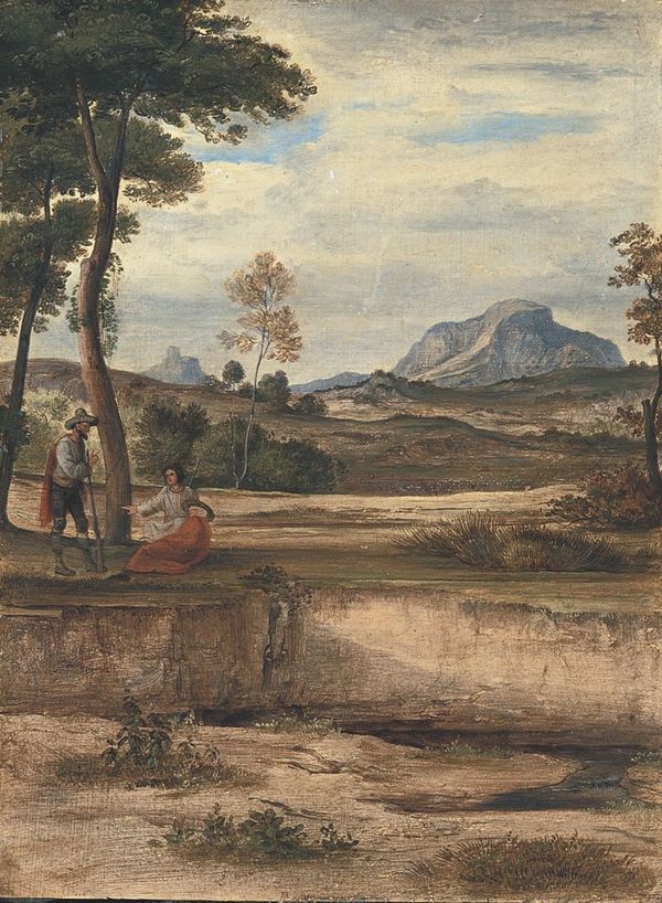 Landscape with Socrates, vintage artwork by Johann Heinrich Ferdinand Olivier, 12x8" (A4) Poster
