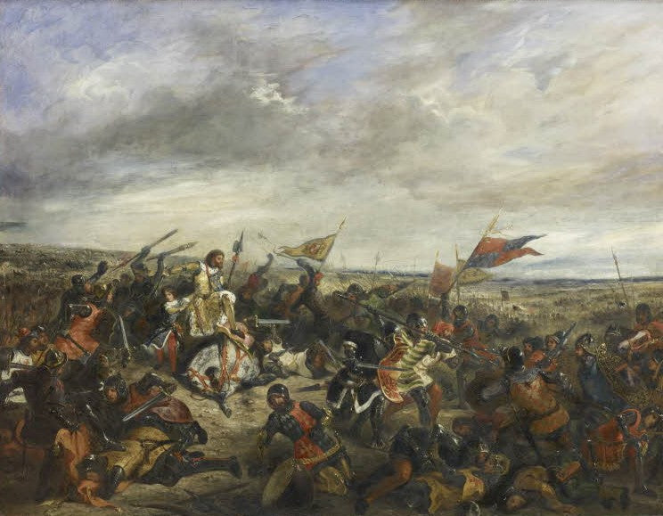 Battle of Poitiers 19 September 1356, vintage artwork by Eugène Delacroix, A3 (16x12") Poster Print