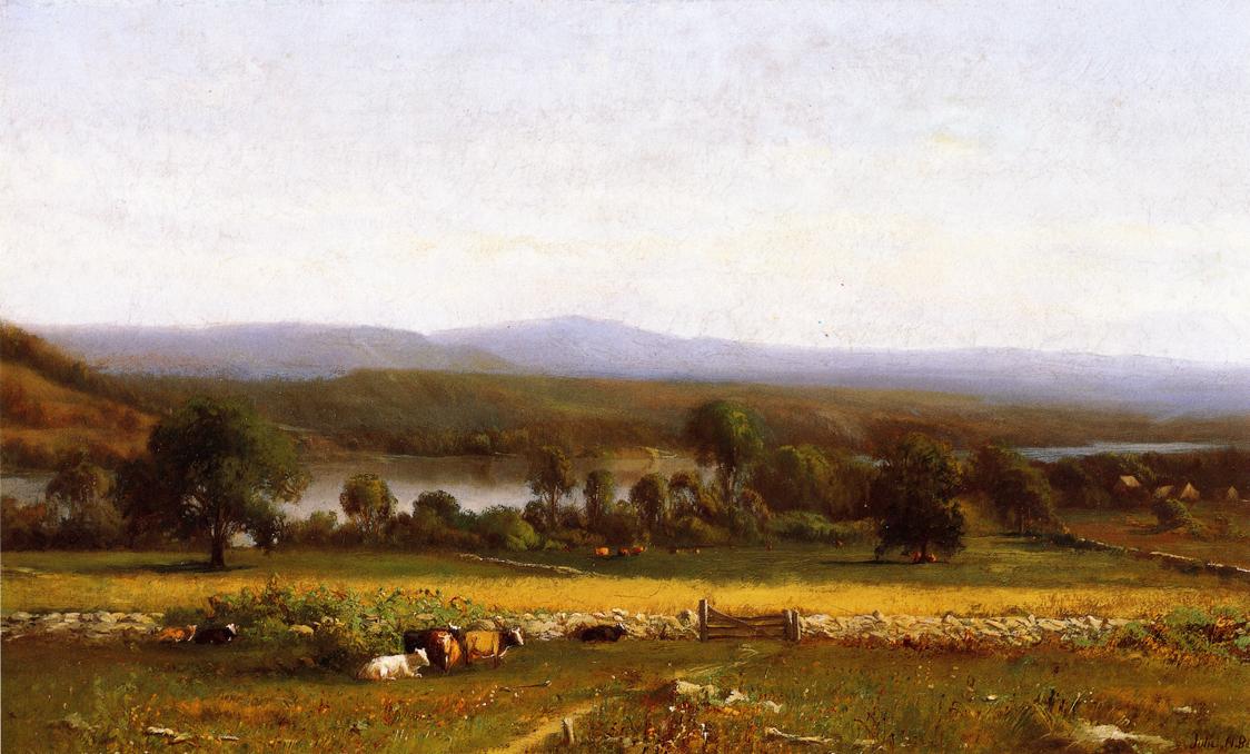 Farm on the Hudson, vintage artwork by Julie Beers, 12x8" (A4) Poster